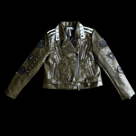 Blue B NWT Studded Vegan Leather Moto Jacket – Fantasy Rebel Look, Size Small - Picture 11 of 16